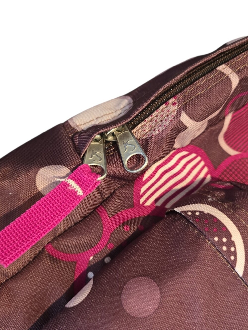 JanSport SuperBreak Backpack Brown Pink Circle Print School Book Bag Y2K Preppy - Picture 4 of 11